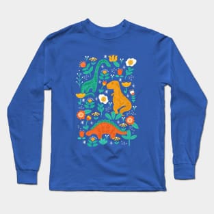 Folk Floral Dinosaurs - Primary Long Sleeve T-Shirt